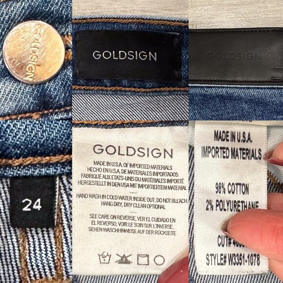 Goldsign Vintage High Rise Cropped Straight Leg Jeans in Hayward Wash Size 24 - Picture 3 of 16